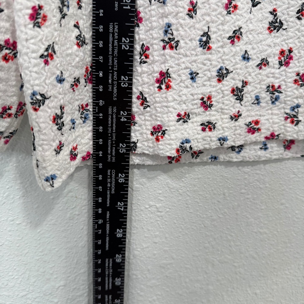 LOFT White Floral Textured Long Sleeve Scoop Neck Top Women's Size Small - Picture 6 of 8